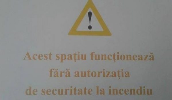 Amenda de 5.000 de lei daca nu se afiseaza: «Acest spațiu funcționează fără autorizația de securitate la incendiu.» Amenda de 5.000 de lei daca nu se afiseaza: «Acest spațiu funcționează fără autorizația de securitate la incendiu.»