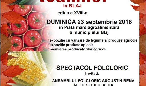 Bogăţiile toamnei la Blaj” se desfăşoară duminică, 23 septembrie 2018 Bogăţiile toamnei la Blaj” se desfăşoară duminică, 23 septembrie 2018