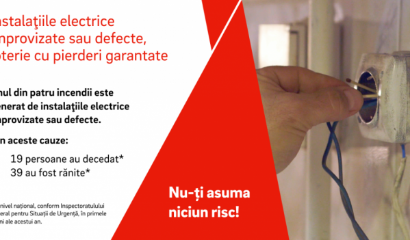 Unul din patru incendii este declanșat de instalaţiile electrice defecte sau improvizate; Unul din patru incendii este declanșat de instalaţiile electrice defecte sau improvizate;